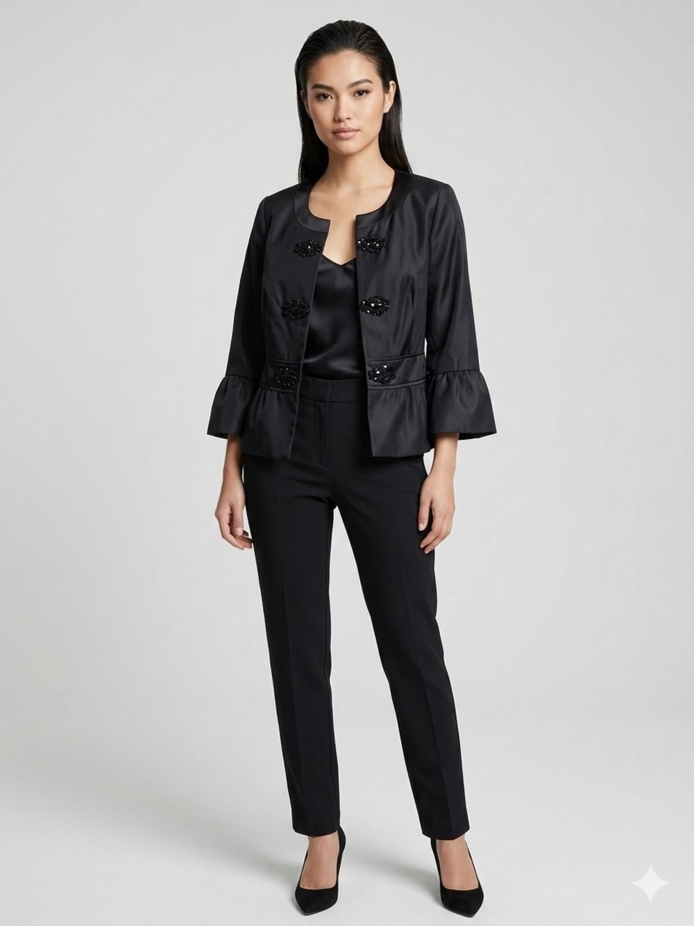Vertigo Paris Black Beaded Cropped Jacket